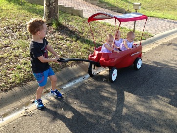 Triplets in wagon